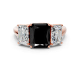 Rose gold Three-Stone Fancy Black Radiant Cut Diamond Engagement Ring with Prong Setting_3