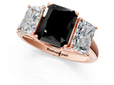 Rose gold Three-Stone Fancy Black Radiant Cut Diamond Engagement Ring with Prong Setting_4