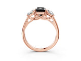 Rose gold Three-Stone Fancy Black Radiant Cut Diamond Engagement Ring with Prong Setting_6