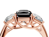 Rose gold Three-Stone Fancy Black Radiant Cut Diamond Engagement Ring with Prong Setting_7