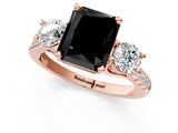 Rose gold Three-Stone Fancy Black Radiant Cut Diamond Pavé Band with Four-Prong Setting_1