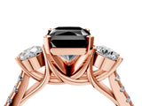 Rose gold Three-Stone Fancy Black Radiant Cut Diamond Pavé Band with Four-Prong Setting_4
