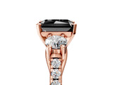 Rose gold Three-Stone Fancy Black Radiant Cut Diamond Pavé Band with Four-Prong Setting_5