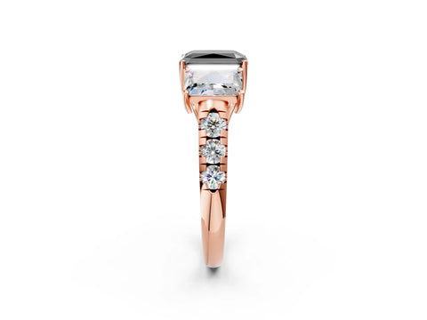 Rose gold Three-Stone Fancy Black Radiant Cut Diamond Pavé Band with Prong Setting_14