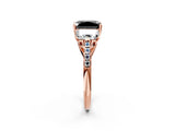 Rose gold Three-Stone Fancy Black Radiant Cut Diamond Ring with Pavé Band and Prong Setting_26