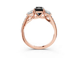 Rose gold Three-Stone Fancy Black Radiant Cut Diamond Ring with Pavé Band and Prong Setting_27