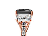 Rose gold Three-Stone Fancy Black Radiant Cut Diamond Ring with Pavé Band and Prong Setting_29