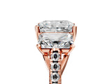 Rose gold Three-Stone Fancy Black Radiant Cut Diamond Ring with Pavé Band and Prong Setting_41