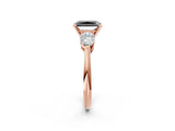 Rose gold Three-Stone Fancy Black Radiant Cut Diamond Ring with Pear Side Stones and Four-Prong Setting_2