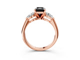 Rose gold Three-Stone Fancy Black Radiant Cut Diamond Ring with Pear Side Stones and Four-Prong Setting_3