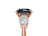 Rose gold Three-Stone Fancy Black Radiant Cut Diamond Ring with Pear Side Stones and Four-Prong Setting_5