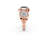 Rose gold Three-Stone Fancy Black Radiant Cut Diamond Wave Pave Band with Prong Setting_20