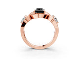Rose gold Three-Stone Fancy Black Radiant Cut Diamond Wave Pave Band with Prong Setting_21