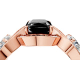 Rose gold Three-Stone Fancy Black Radiant Cut Diamond Wave Pave Band with Prong Setting_22
