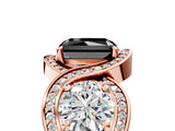 Rose gold Three-Stone Fancy Black Radiant Cut Diamond Wave Pave Band with Prong Setting_23