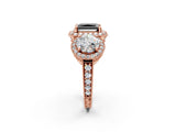 Rose gold Three-Stone Fancy Black Radiant Cut Halo Diamond Milgrain Band with Four-Prong Setting_2