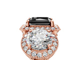 Rose gold Three-Stone Fancy Black Radiant Cut Halo Diamond Milgrain Band with Four-Prong Setting_5
