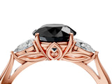 Rose gold Three-Stone Fancy Black Round Cut Brilliant Diamond Solitaire Ring with Tapered Band and Four-Prong Setting_7
