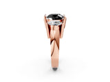 Rose gold Three Stone Fancy Black Round Cut Cut Channel Set Diamond Ring_2