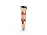 Rose gold Three-Stone Fancy Black Round Cut Cut Classic Band Prong Setting Ring_2