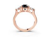 Rose gold Three-Stone Fancy Black Round Cut Cut Classic Band Prong Setting Ring_3