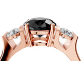 Rose gold Three-Stone Fancy Black Round Cut Cut Classic Band Prong Setting Ring_4