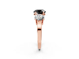 Rose gold Three-Stone Fancy Black Round Cut Cut Diamond Engagement Ring with Flat Band and Four-Prong Setting_14