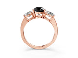 Rose gold Three-Stone Fancy Black Round Cut Cut Diamond Engagement Ring with Flat Band and Four-Prong Setting_15