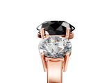 Rose gold Three-Stone Fancy Black Round Cut Cut Diamond Engagement Ring with Flat Band and Four-Prong Setting_17
