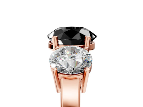 Rose gold Three-Stone Fancy Black Round Cut Cut Diamond Engagement Ring with Flat Band and Four-Prong Setting_5