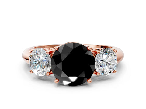 Rose gold Three-Stone Fancy Black Round Cut Cut Diamond Engagement Ring with Prong Setting on a White Gold Band_24