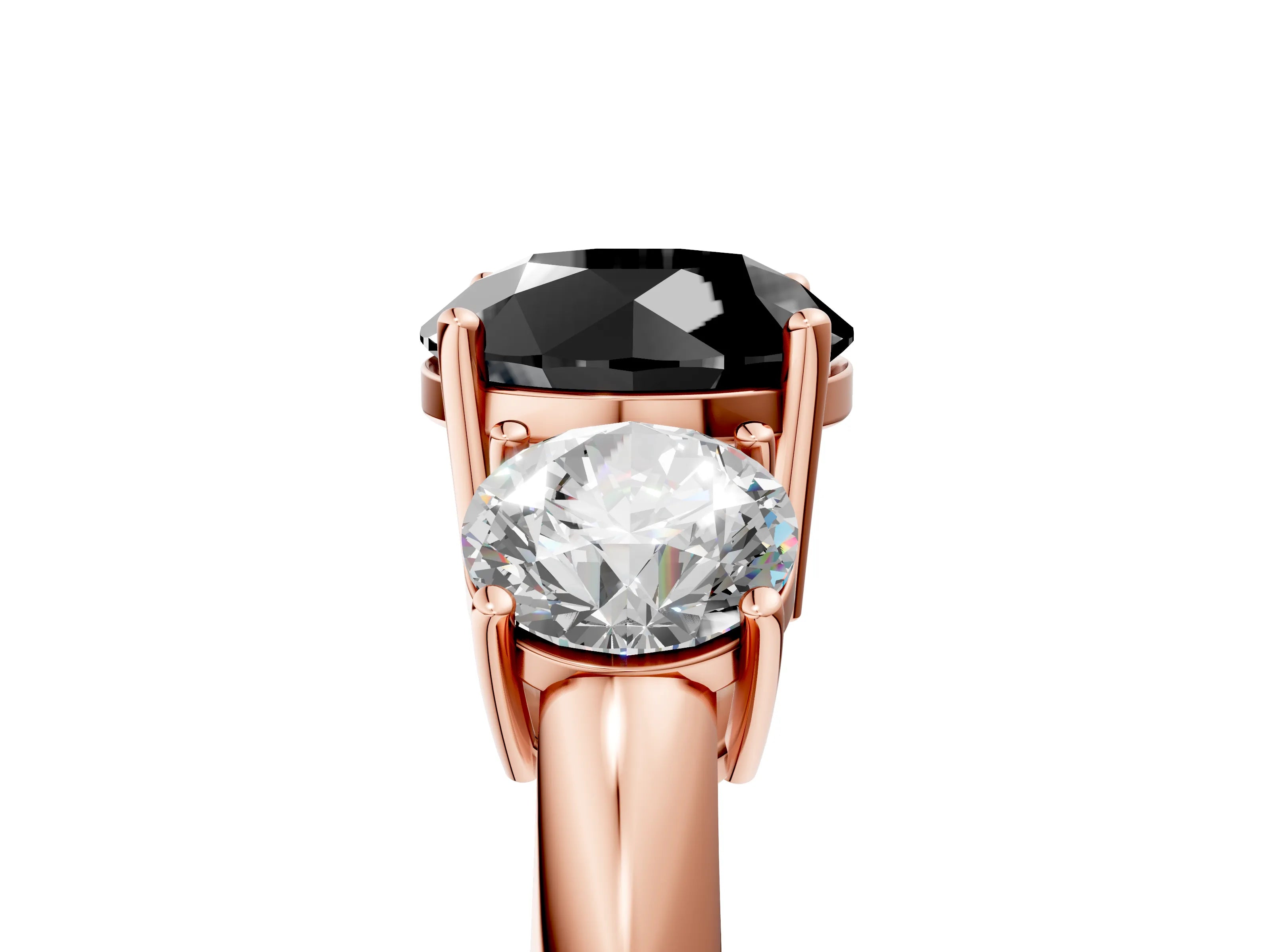 Rose gold Three-Stone Fancy Black Round Cut Cut Diamond Engagement Ring with Prong Setting on a White Gold Band_29
