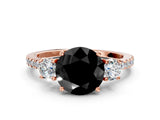 Rose gold Three-Stone Fancy Black Round Cut Cut Diamond Pavé Band with Prong Setting_39