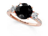 Rose gold Three-Stone Fancy Black Round Cut Cut Diamond Pavé Band with Prong Setting_40