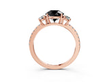 Rose gold Three-Stone Fancy Black Round Cut Cut Diamond Pavé Band with Prong Setting_42