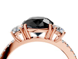 Rose gold Three-Stone Fancy Black Round Cut Cut Diamond Pavé Band with Prong Setting_43