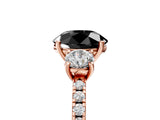 Rose gold Three-Stone Fancy Black Round Cut Cut Diamond Pavé Band with Prong Setting_44