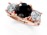 Rose gold Three-Stone Fancy Black Round Cut Cut Diamond Ring with Channel-Set Band and Four-Prong Setting_13