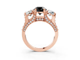 Rose gold Three-Stone Fancy Black Round Cut Cut Diamond Ring with Channel-Set Band and Four-Prong Setting_15