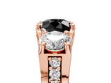 Rose gold Three-Stone Fancy Black Round Cut Cut Diamond Ring with Channel-Set Band and Four-Prong Setting_17