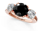 Rose gold Three-Stone Fancy Black Round Cut Cut Diamond Ring with Channel Set Band and Four-Prong Setting_25