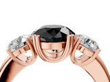 Rose gold Three-Stone Fancy Black Round Cut Cut Diamond Ring with Channel Set Band and Four-Prong Setting_28