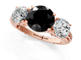 Rose gold Three-Stone Fancy Black Round Cut Cut Diamond Ring with Channel-Set Band and Prong Setting_1