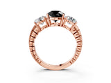 Rose gold Three-Stone Fancy Black Round Cut Cut Diamond Ring with Channel-Set Band and Prong Setting_3