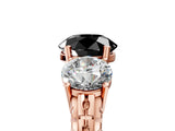 Rose gold Three-Stone Fancy Black Round Cut Cut Diamond Ring with Channel-Set Band and Prong Setting_5