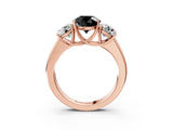 Rose gold Three-Stone Fancy Black Round Cut Cut Diamond Ring with Prong Setting and Classic Band_3