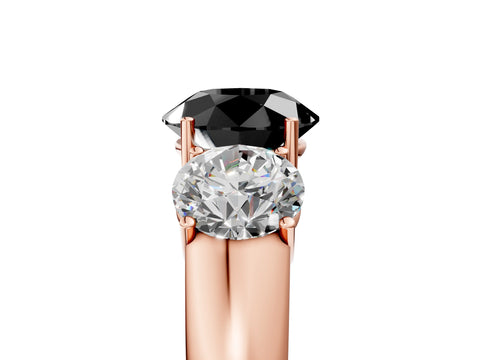 Rose gold Three-Stone Fancy Black Round Cut Cut Diamond Ring with Prong Setting and Classic Band_5