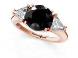 Rose gold Three-Stone Fancy Black Round Cut Cut Diamond Ring with Trillion Side Stones and Four-Prong Setting_4