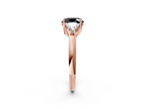 Rose gold Three-Stone Fancy Black Round Cut Cut Diamond Ring with Trillion Side Stones and Four-Prong Setting_5
