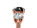 Rose gold Three-Stone Fancy Black Round Cut Cut Milgrain Band Prong Setting Ring_5